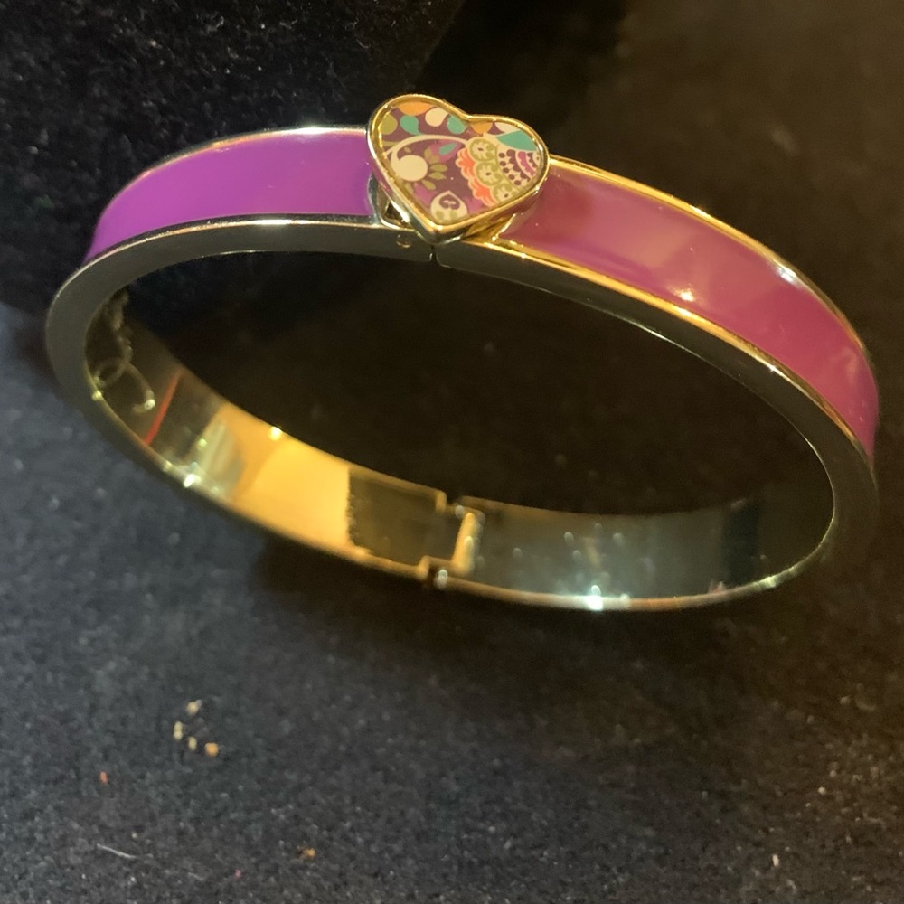 Vera Bradley Heart Bangle Bracelet-Purple Enamel